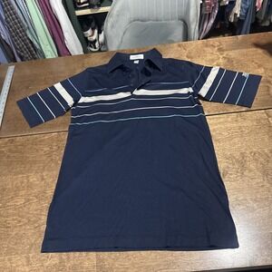 Vintage 80s Titleist Collection Polo Shirt Mens Medium Blue Gray Striped